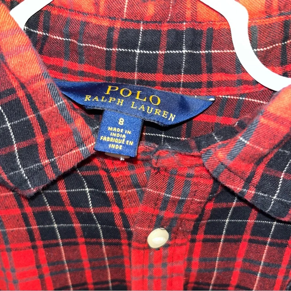 Ralph Lauren Red and Black Plaid Kids Casual Dress Girls 8